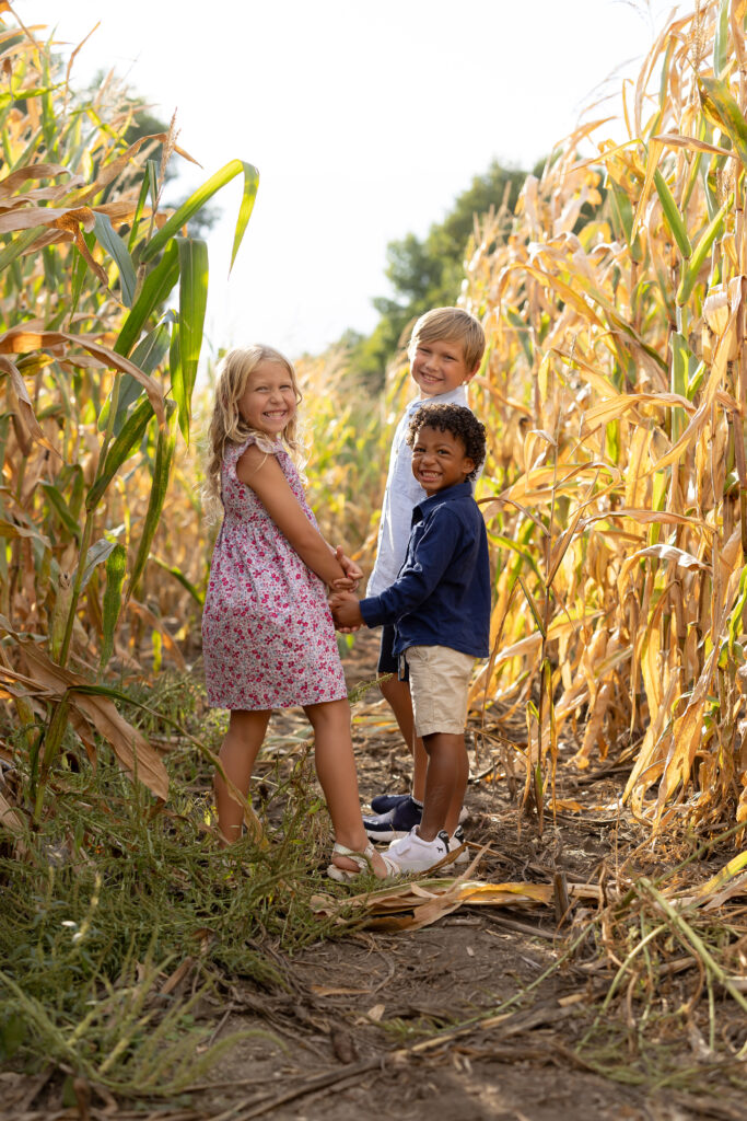 Corn Maze with a boy and girl