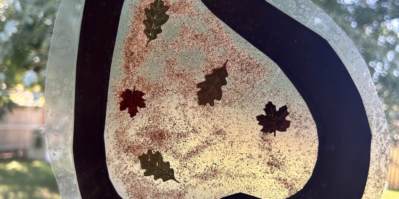 Fall Leaf Glitter Sun Catcher Craft