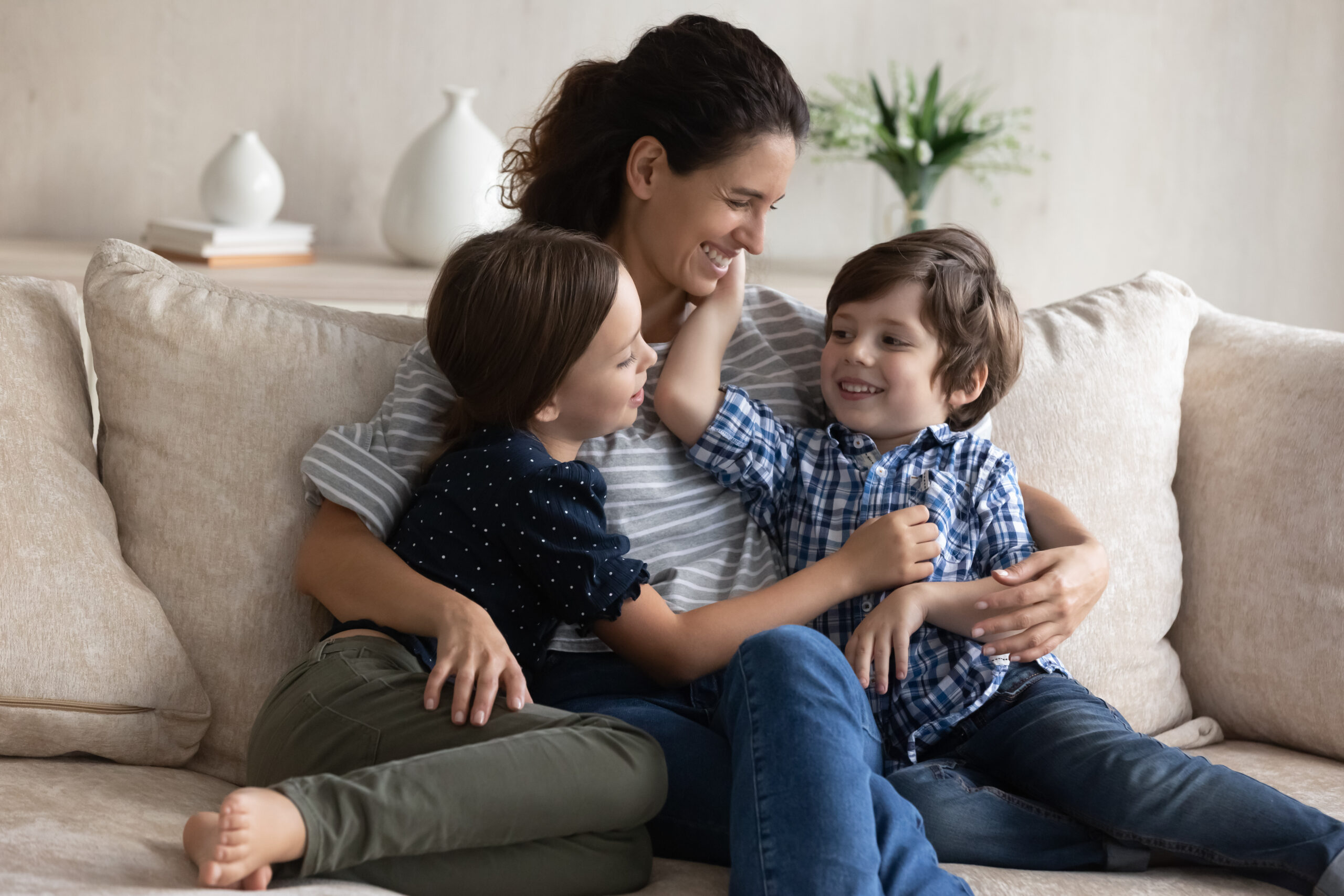 Mom connecting with kids