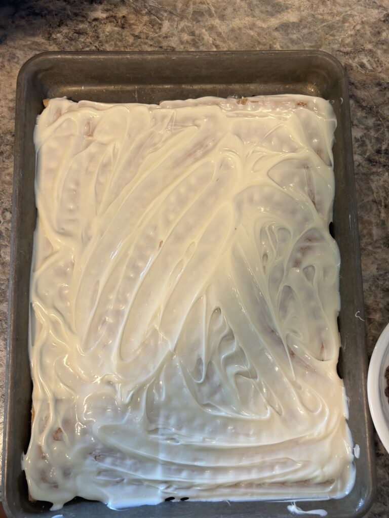 Halloween Bark being made