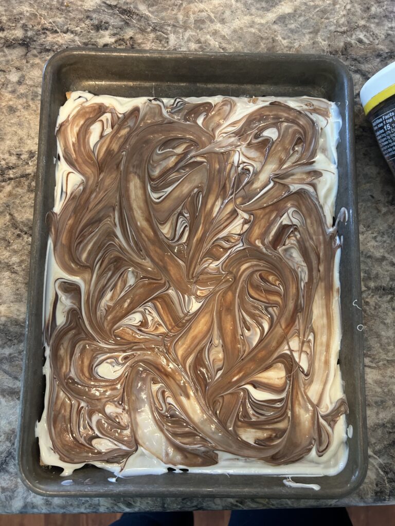 Halloween Bark being made