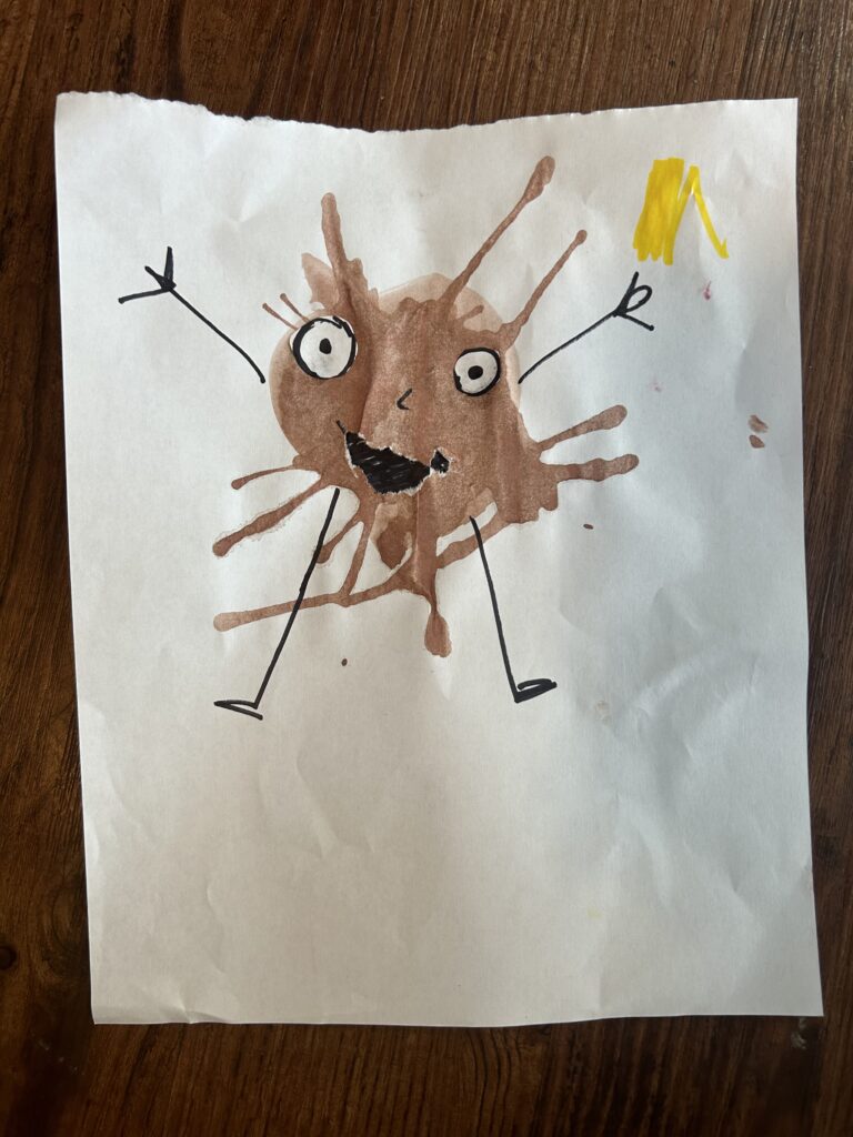 Brown watercolor kids monster