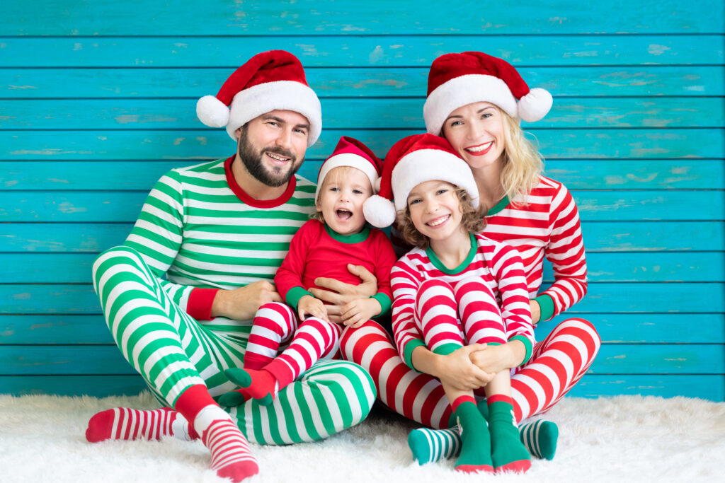 Family wearing Holiday PJ's