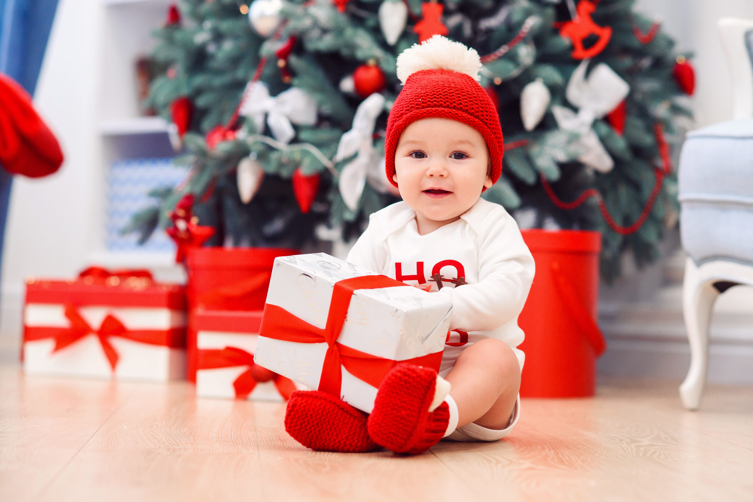 Baby with Holiday Gift