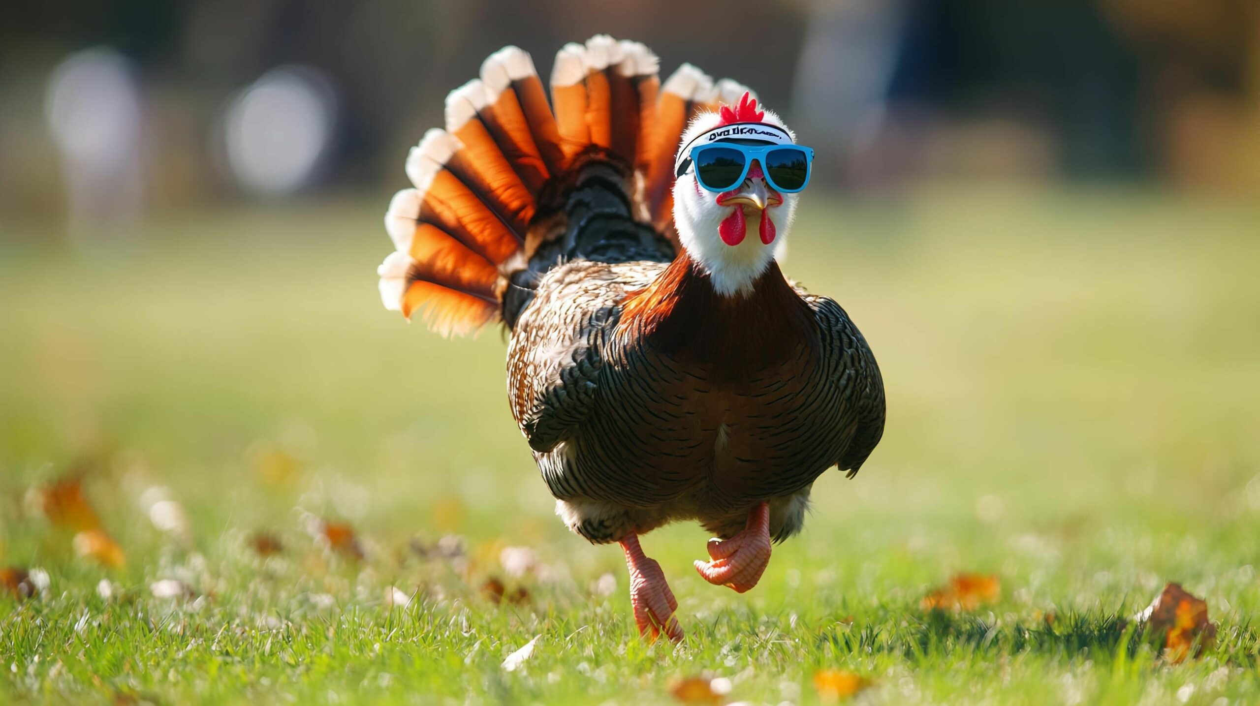 Turkey Wearing sunglasses and running headband