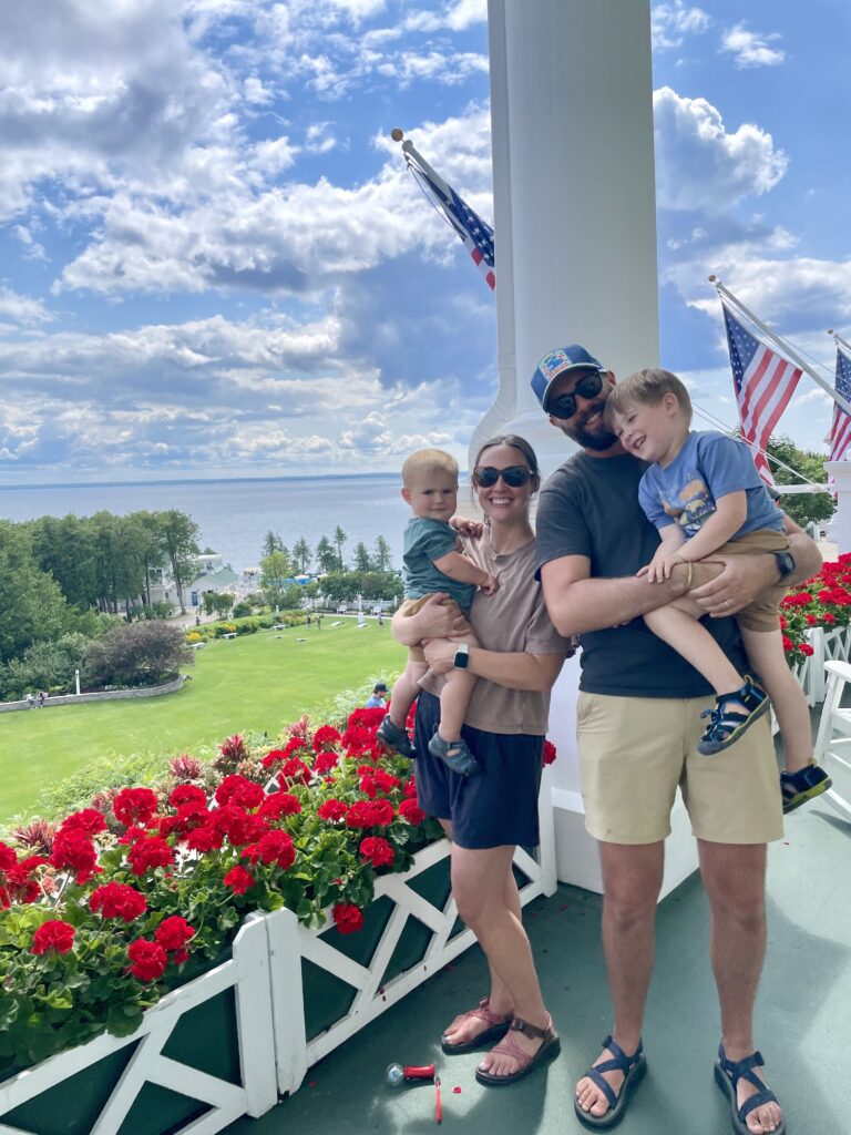 Young Family at on an island