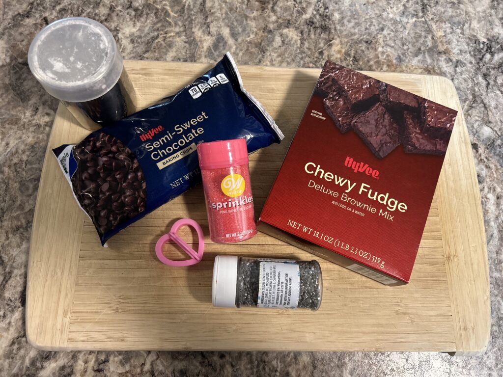 Ingridenents for Valentine Brownie bites