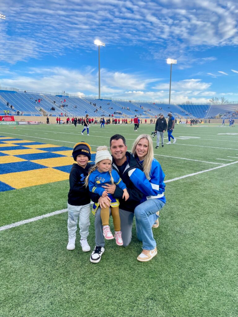 Sarah K and family at a game