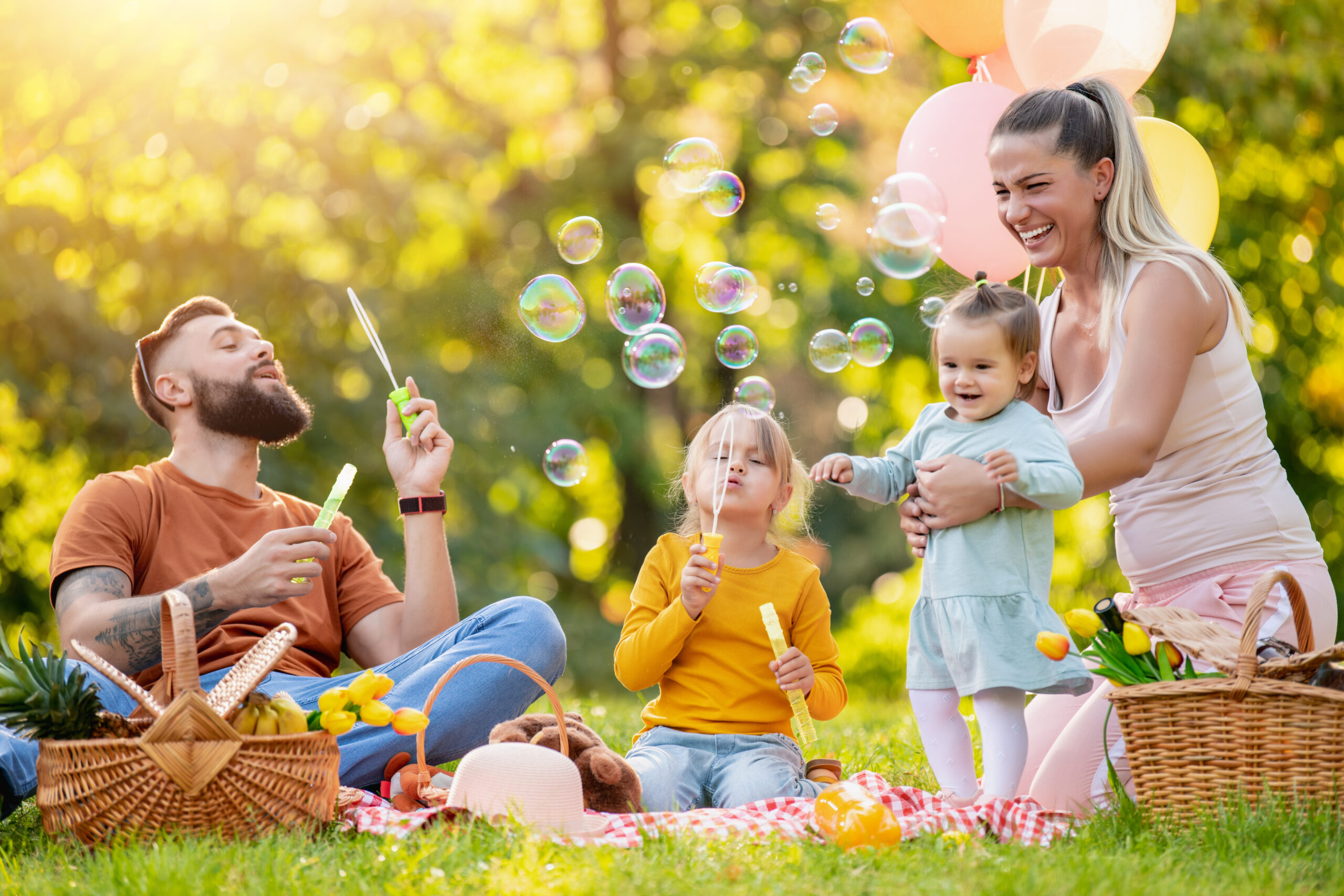 Family Celebrating Mothers Day with a Picnic