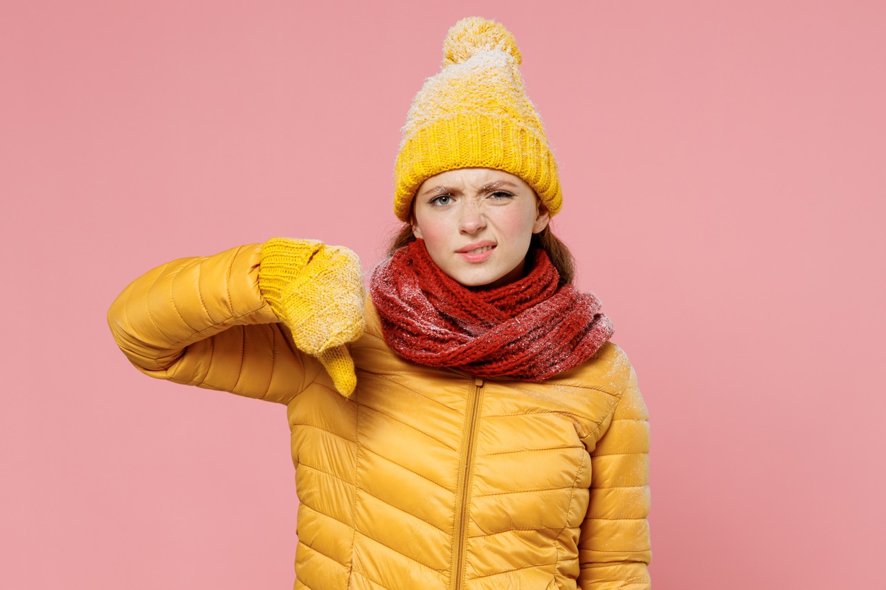 Girl sad its winter January Blues